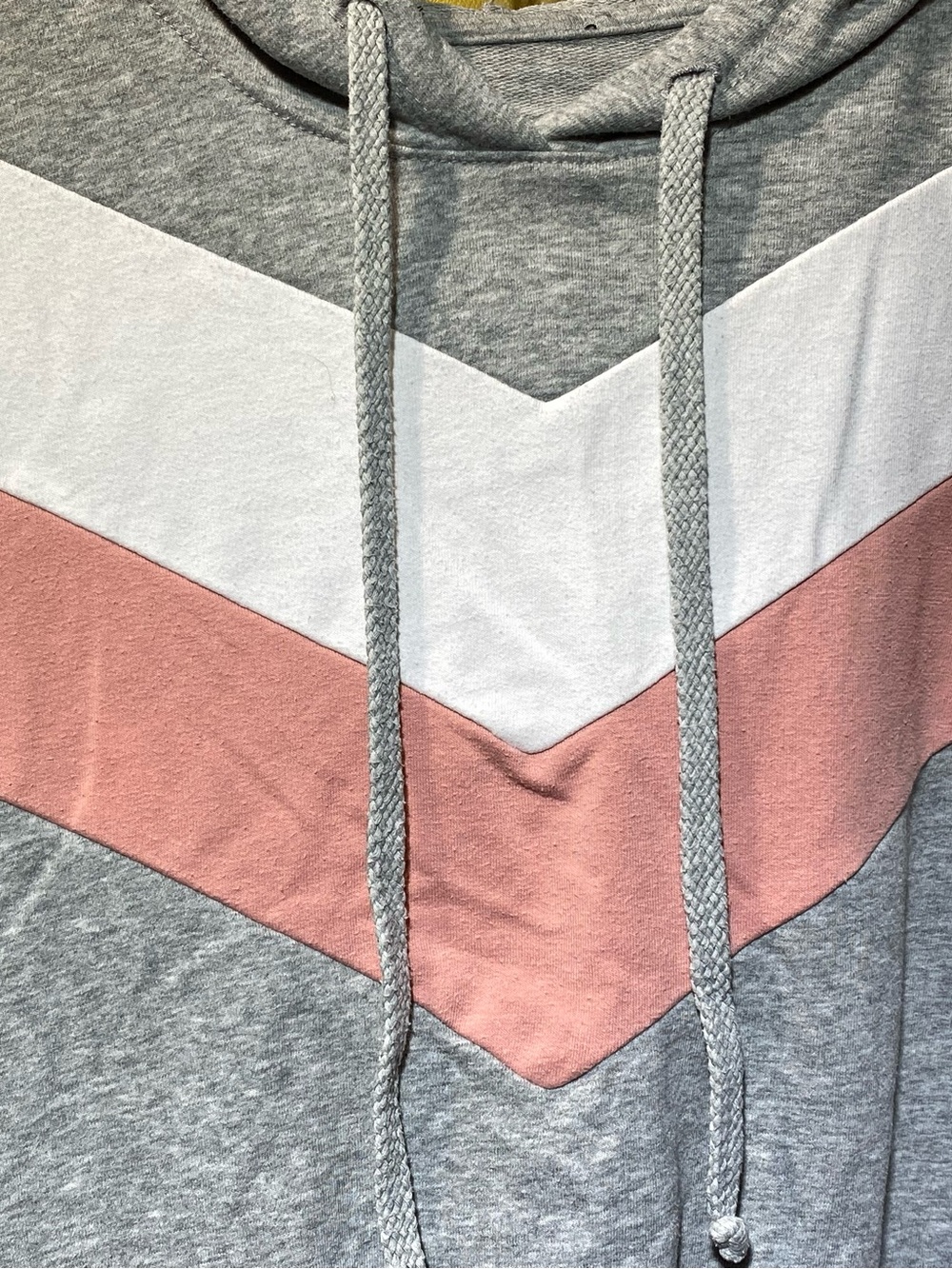 Women’s Gray Pullover Hoodie with Pink & White Chevron Accent - Picture 4 of 12